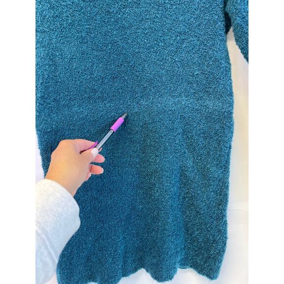 Talbots Womens M Teal Crew Neck Wool Blend Office Wear Cozy FLAW - Picture 3 of 9